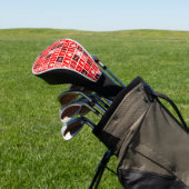 Moderne Rood Kerst Raster Patroon Minimalistisch Golfheadcover (Insitu)