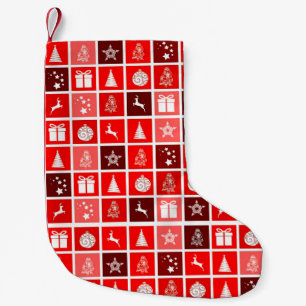 Moderne Rood Kerst Raster Patroon Minimalistisch Kleine Kerstsok