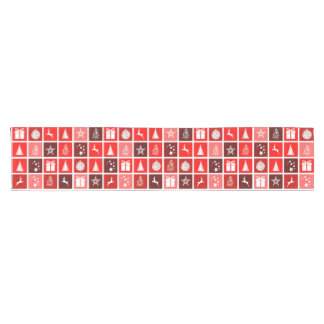 Moderne Rood Kerst Raster Patroon Minimalistisch Korte Tafelloper