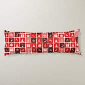 Moderne Rood Kerst Raster Patroon Minimalistisch Lichaamskussen (Achterkant)