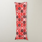 Moderne Rood Kerst Raster Patroon Minimalistisch Lichaamskussen (Voorkant Verticaal)