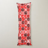 Moderne Rood Kerst Raster Patroon Minimalistisch Lichaamskussen (Achterkant (Verticaal))