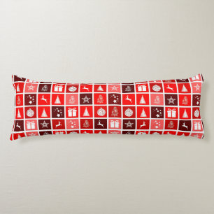 Moderne Rood Kerst Raster Patroon Minimalistisch Lichaamskussen
