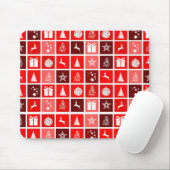 Moderne Rood Kerst Raster Patroon Minimalistisch Muismat (Met muis)