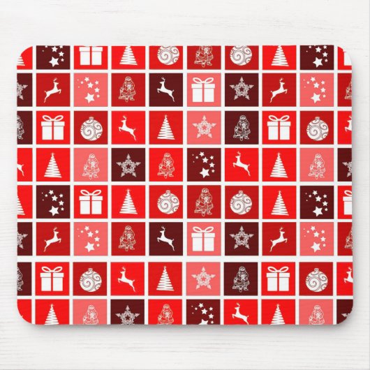 Moderne Rood Kerst Raster Patroon Minimalistisch Muismat (Voorkant)