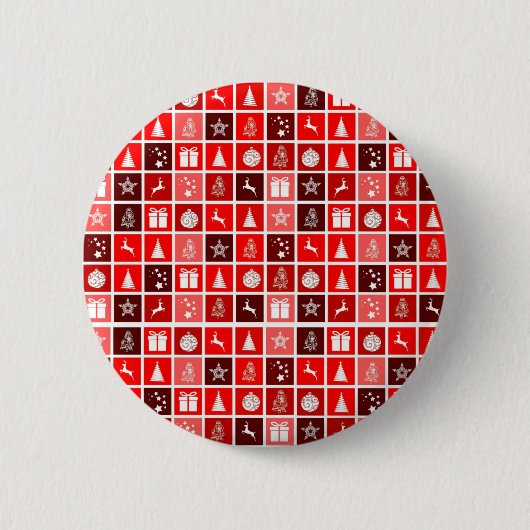Moderne Rood Kerst Raster Patroon Minimalistisch Ronde Button 5,7 Cm (Voorkant)