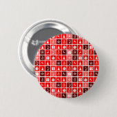Moderne Rood Kerst Raster Patroon Minimalistisch Ronde Button 5,7 Cm (Voorkant /achterkant)