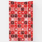 Moderne Rood Kerst Raster Patroon Minimalistisch Spandoek (Verticaal)