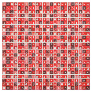 Moderne Rood Kerst Raster Patroon Minimalistisch Stof