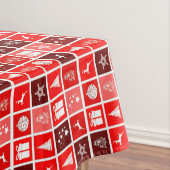 Moderne Rood Kerst Raster Patroon Minimalistisch Tafelkleed (Voorbeeld)