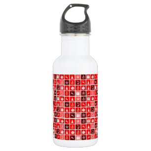 Moderne Rood Kerst Raster Patroon Minimalistisch Waterfles