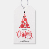 Moderne Rood kerstboomvakantie met cadeautjes Labe Cadeaulabel (Voorkant)