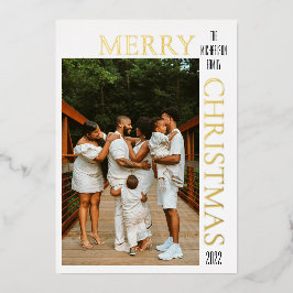 Moderne Rood Kerstmis Foto  Folie Feestdagenkaart