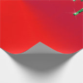 Moderne Rood Metaal Groen Glitter Drips Cadeaupapier (Hoek)
