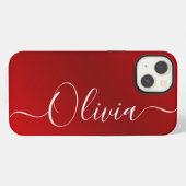 Moderne Rood Metallic Aangepaste Naam iPhone Hoesje (Achterkant horizontaal)