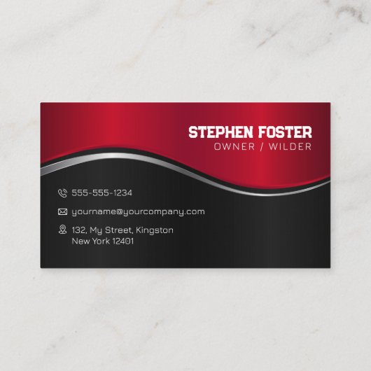 Moderne Rood Metallic Lassen Fabricator Aannemer Visitekaartje (Achterkant)