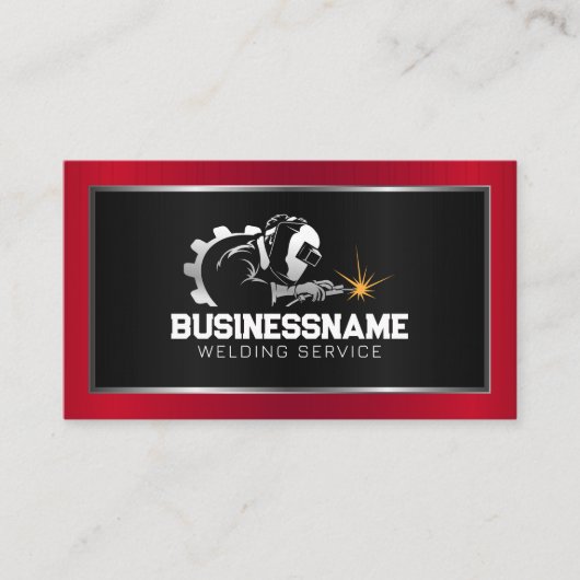 Moderne Rood Metallic Lassen Fabricator Aannemer Visitekaartje (Voorkant)
