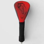 Moderne Rood Metallic Paardenhoofd Monogram Initia Golfheadcover (Voorkant)