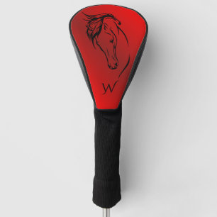 Moderne Rood Metallic Paardenhoofd Monogram Initia Golfheadcover