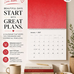 Moderne Rood Minimalistische Wandkalender Kalender