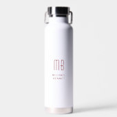 Moderne Rood Monogram Waterfles (Voorkant)