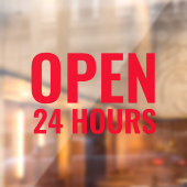 Moderne Rood Open 24 Uur Raamfolie Raamsticker (Vel 2)