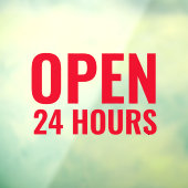 Moderne Rood Open 24 Uur Raamfolie Raamsticker (Vel 3)