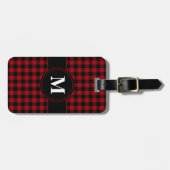 Moderne Rood Patroon Monogram  Bagagelabel (Voorkant horizontaal)