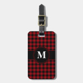 Moderne Rood Patroon Monogram  Bagagelabel (Voorkant verticaal)