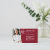 Moderne Rood Professionele QR Code Foto Logo Visitekaartje (Staand voorkant)