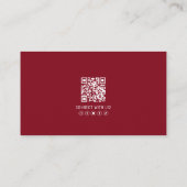 Moderne Rood Professionele QR Code Foto Logo Visitekaartje (Achterkant)