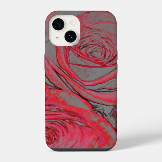 Moderne Rood Roos Gloed iPhone Hoesje (Achterkant)