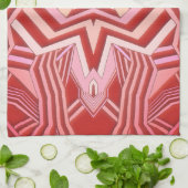 Moderne Rood Roze Geometrisch Theedoek (Gevouwen)