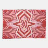 Moderne Rood Roze Geometrisch Theedoek (Horizontaal)