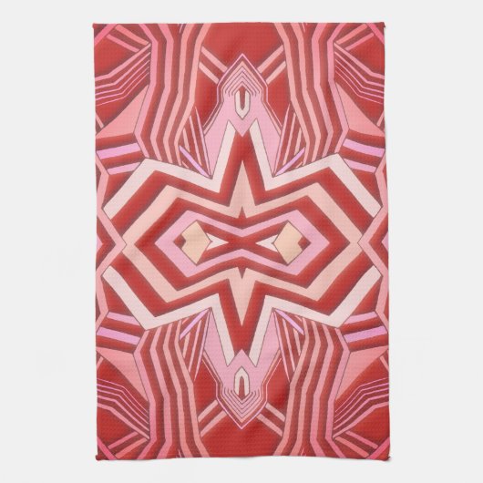 Moderne Rood Roze Geometrisch Theedoek (Verticaal)