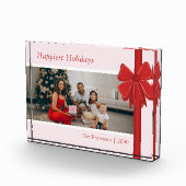 Moderne Rood & Roze Lint Boog Wrap Kerstmis Fotoblokken (Rechts)