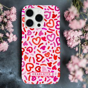 Moderne Rood Roze Paarse Romantische Liefdeshart P iPhone 16 Pro Hoesje