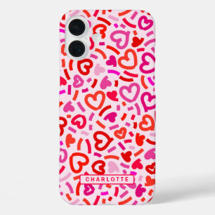 Moderne Rood Roze Paarse Romantische Liefdeshart P iPhone 16 Plus Hoesje
