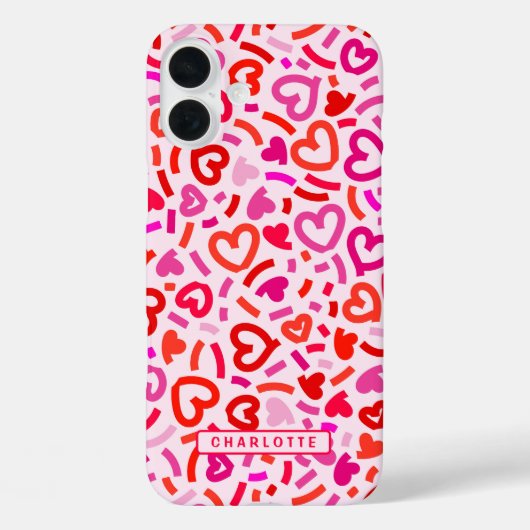 Moderne Rood Roze Paarse Romantische Liefdeshart P Case-Mate iPhone Case (Achterkant)