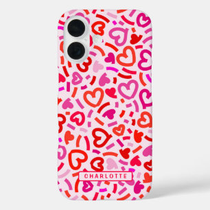 Moderne Rood Roze Paarse Romantische Liefdeshart P iPhone 16 Hoesje