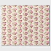 Moderne Rood Roze Schelpen op Beige Cream Cadeaupapier (Vlak)