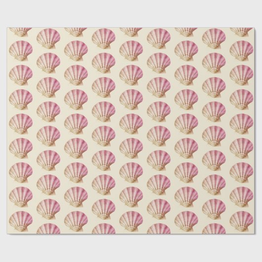 Moderne  Rood Roze Schelpen op Beige Cream Cadeaupapier (Vlak)