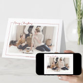 Moderne Rood Schrift Minimalistische Foto Kerstmis Feestdagen Kaart