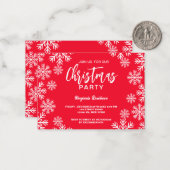Moderne Rood Sneeuw Kerstfeest Notitiekaartje (Voorkant / Achterkant in situ)