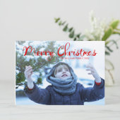 Moderne Rood Sneeuwvlok Kerst Foto Kaart (Staand voorkant)