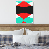 Moderne Rood & Teal Geometrische Abstracte Kunst Canvas Afdruk (Insitu (Slaapkamer))