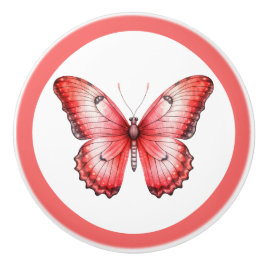 Moderne Rood Vlinder Mooie Meisjes Laadknop Keramische Knop