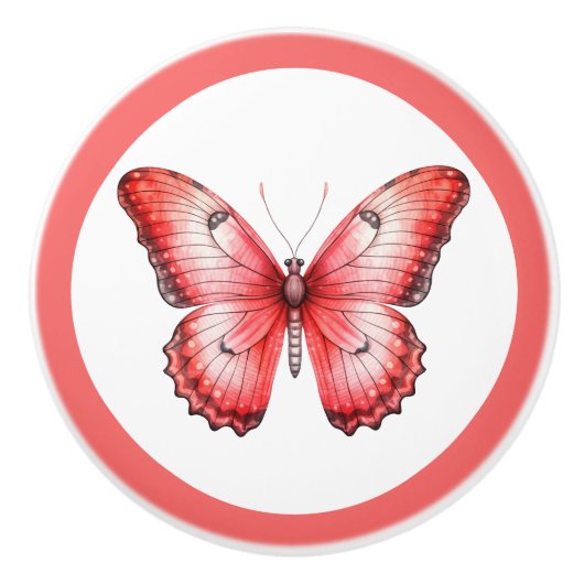 Moderne Rood Vlinder Mooie Meisjes Laadknop Keramische Knop (Voorkant)