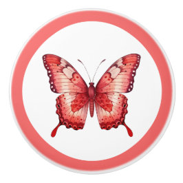 Moderne Rood Vlinder Mooie Meisjes Laadknop Keramische Knop