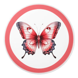 Moderne Rood Vlinder Mooie Meisjes Laadknop Keramische Knop